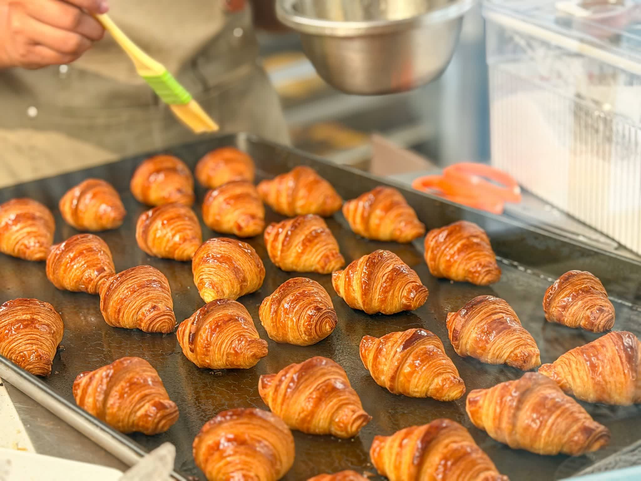 Buttery croissant fresh out of the oven