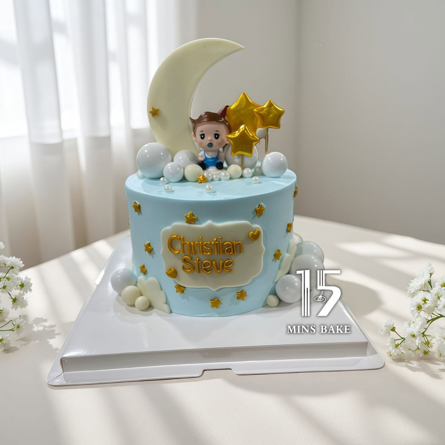 Custom moon and stars celebration cake